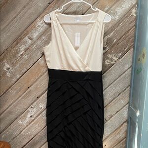 New York & Company Black and Cream Midi Dress